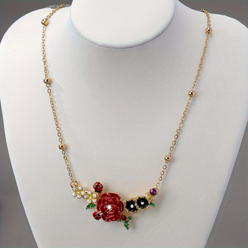 Meier new european and american elegant enamel flower women s necklace