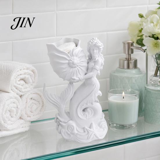 Matte White Shell Flowerpot 3D Printed Mermaid Conch Storage Ornament, Mini Decorative Functional Decor Flowerpot, Creative Desktop Organizer for Home