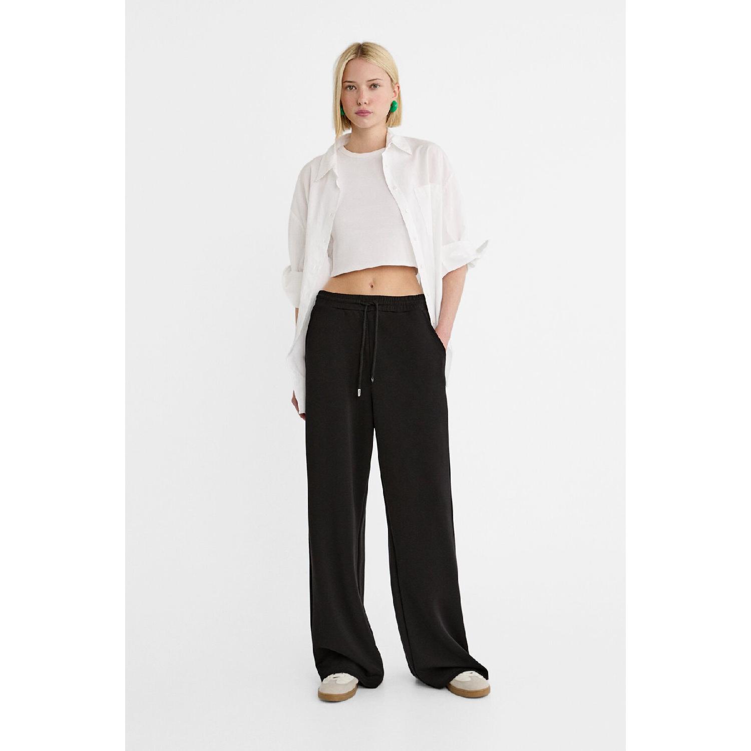 

Soft Textured Palazzo Trousers XS чёрный