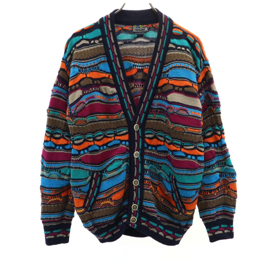 Coogi 90s Old Australian Made Overall Handle Long Sleeve V-neck 3D Knit Cardigan Men's Used