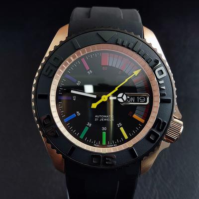 41.5mm Watch Rose Clear Bottom Case Black Turntable Stainless Steel Sapphire Glass Dial Custom Logo Apply To Nh35 36 Movemen
