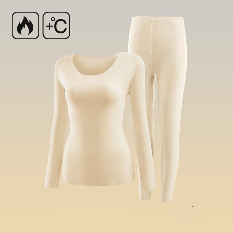 

7A антибактериальное осенне-зимнее теплое нижнее белье без следов, женская теплая одежда, теплый комплект, облегающий термобелье, комплект женской одежды из 2 предметов S телесный