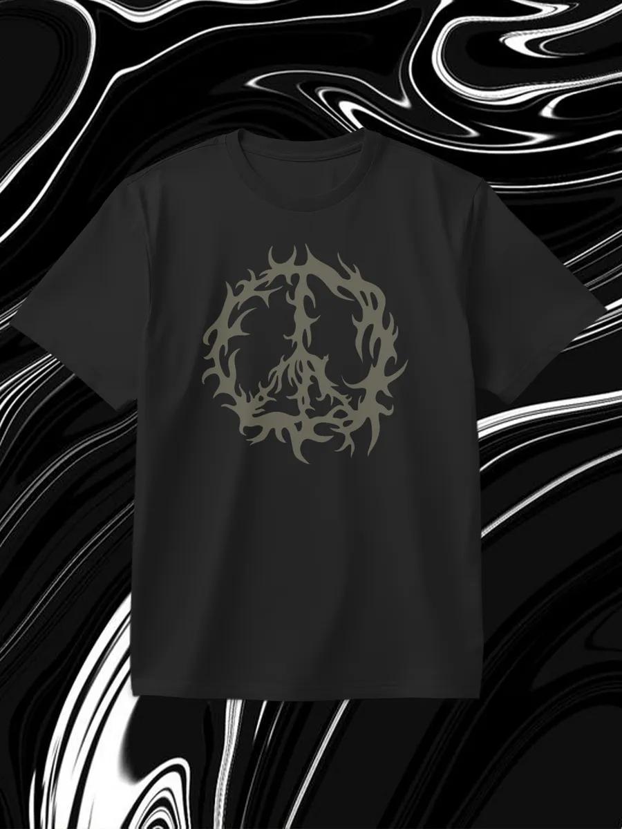 Gray gothic style pacifist T-shirt S