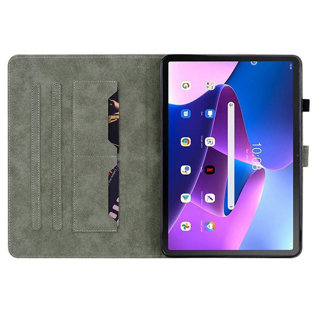 

For Lenovo Tab TB311FU Case Tiger Imprint Anti-Scratch PU Leather Tablet Cover Grey