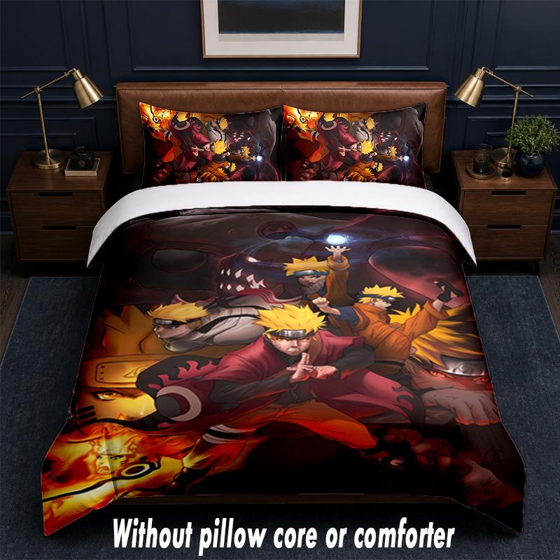 Set Biancheria da Letto Design Naruto 1 Copripiumino + 2 Federe Morbido Traspirante Biancheria da Letto per la Casa