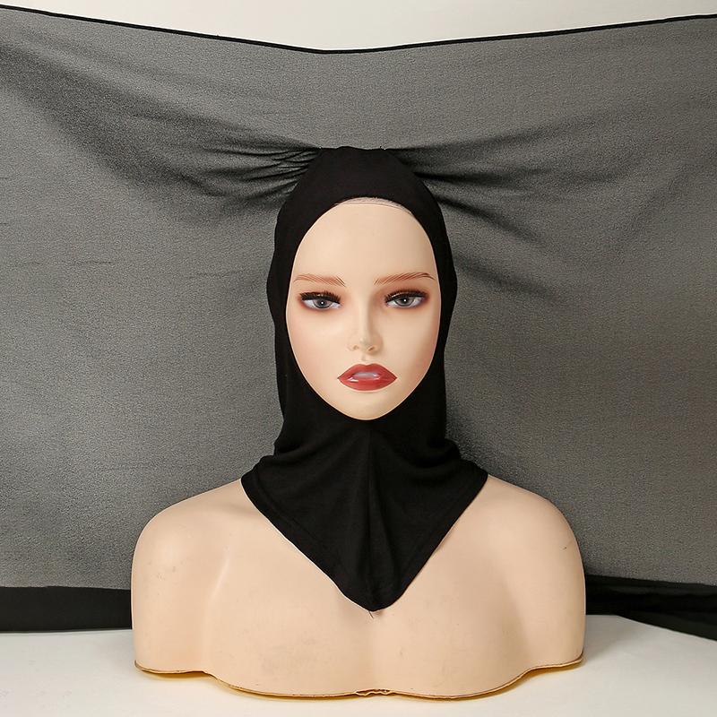 Ramadan Instant Hijab Set Long Neck Cap With Chiffon Scarf Solid Bonnet Hat And Scarf Combo Muslim Woman Hijab Shawl Wrap Turban