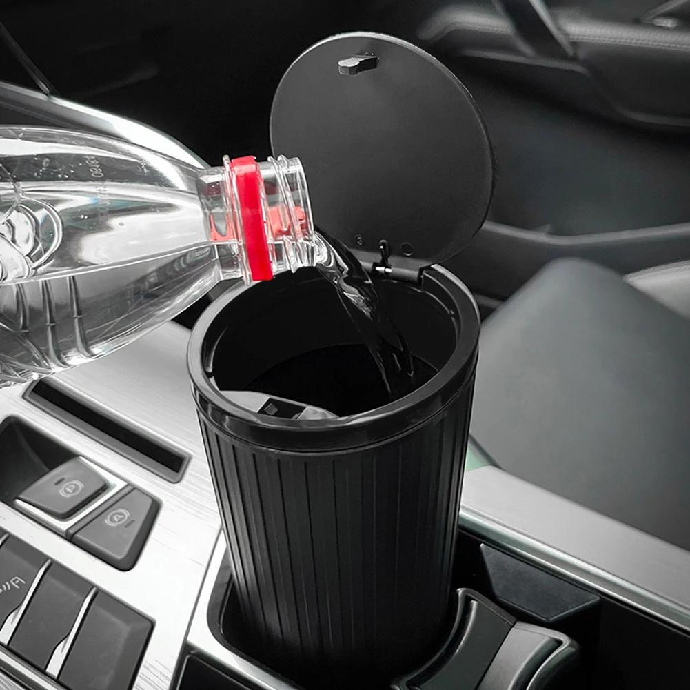 Press Type Car Trash Can Cup Holder Trash Bin with Lid Leakproof Waterproof Car Interior Rubbish Container Trash Can Accessories
