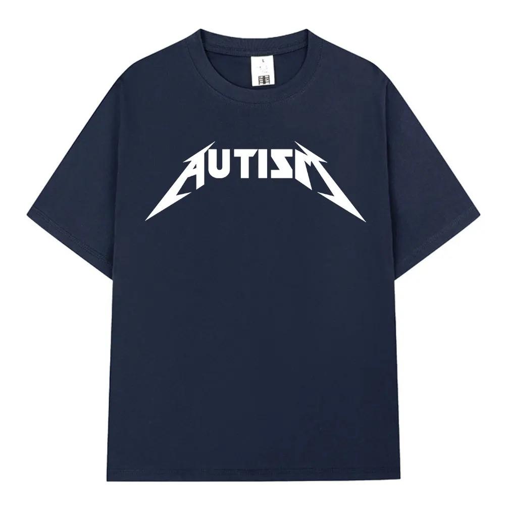 Autismus Metal Rock Meme Tričko Muži Ženy Móda Hip Hop Krátký Rukáv Oversized Trička 100% Bavlna Pohodlná Trička Streetwear