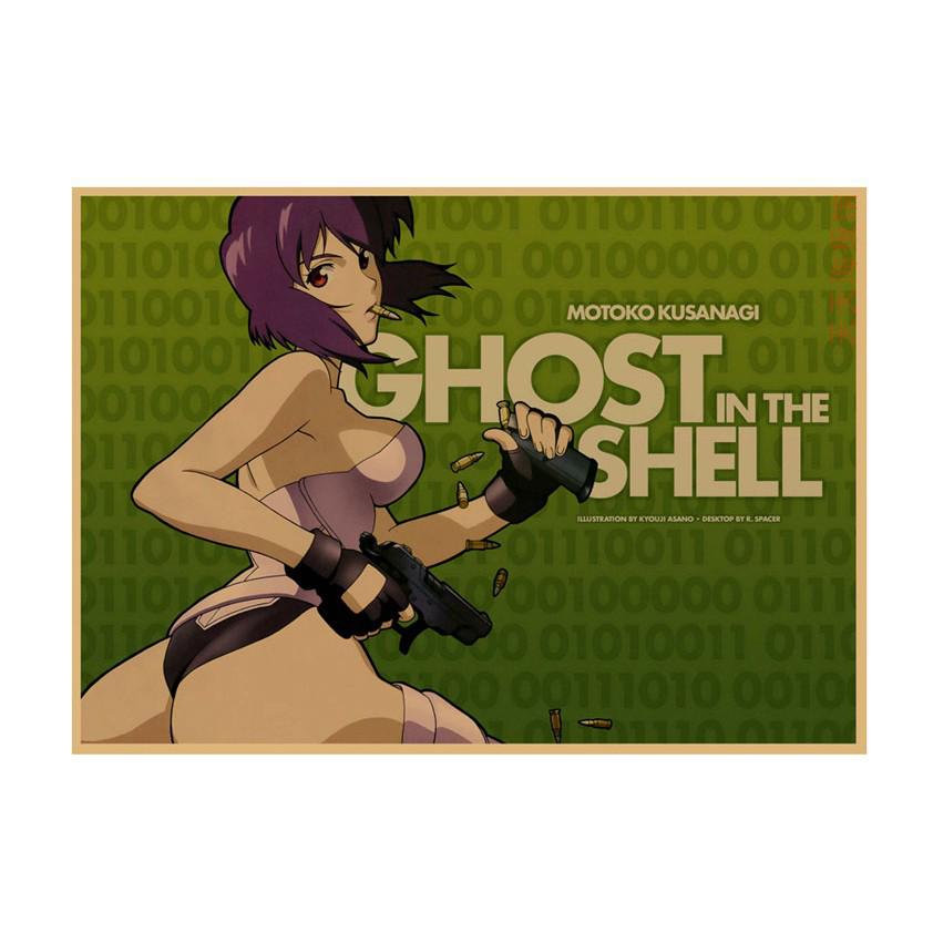 

Ghost in the Shell Retro Japanese Anime Kraft Paper Poster for Dorm or Bar Wall Decor 29.7X42cm (A3 size)