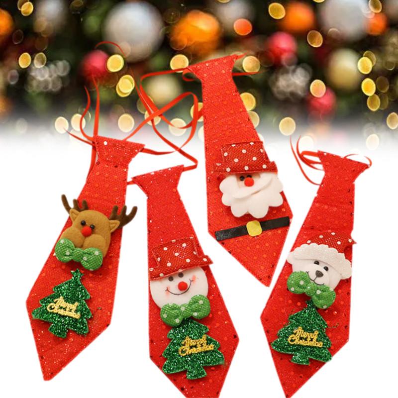 Christmas Tie Bow Santa Claus Holiday Sequin Ties Comfortable Printed Xmas Decor