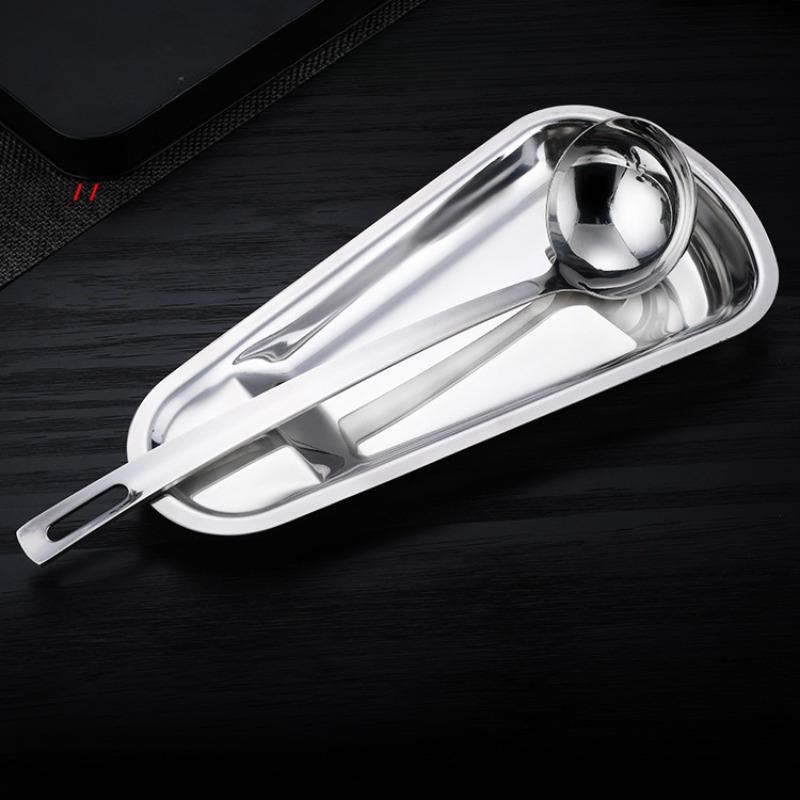 Stainless Steel Fan-shaped Tray Extra Thick Spoon Food Tray Buffet Tray Tray