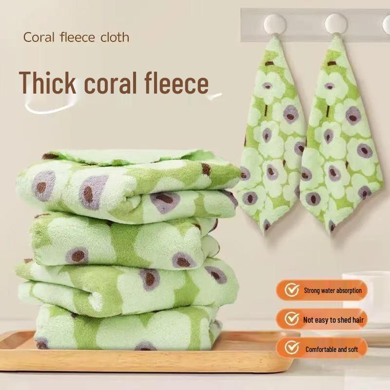 Macaron Series Absorbent Soft Coral Fleece Dishcloth: Thick, Multi-use Towel for Kitchen, Bedroom, Living Room, Hotel