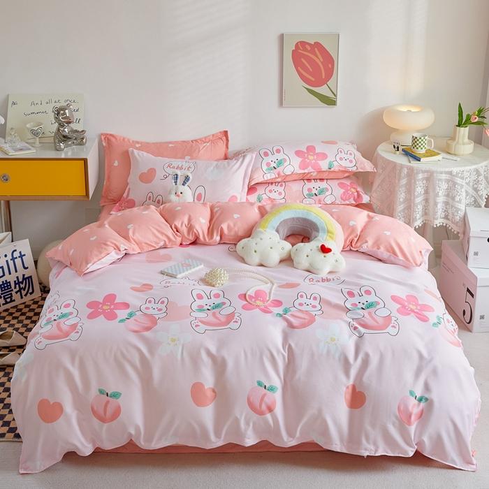 Cute Bear Duvet Cover Set Cozy Cartoon Bedding Set With Zipper Comfortable Breathable Reversible Comforter Cover For Girls Teens