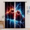 2pc,  Window Curtains Boxing Flame Lightning Competition Versatile Durable Polyester,Without Electricity Versatile Applies To