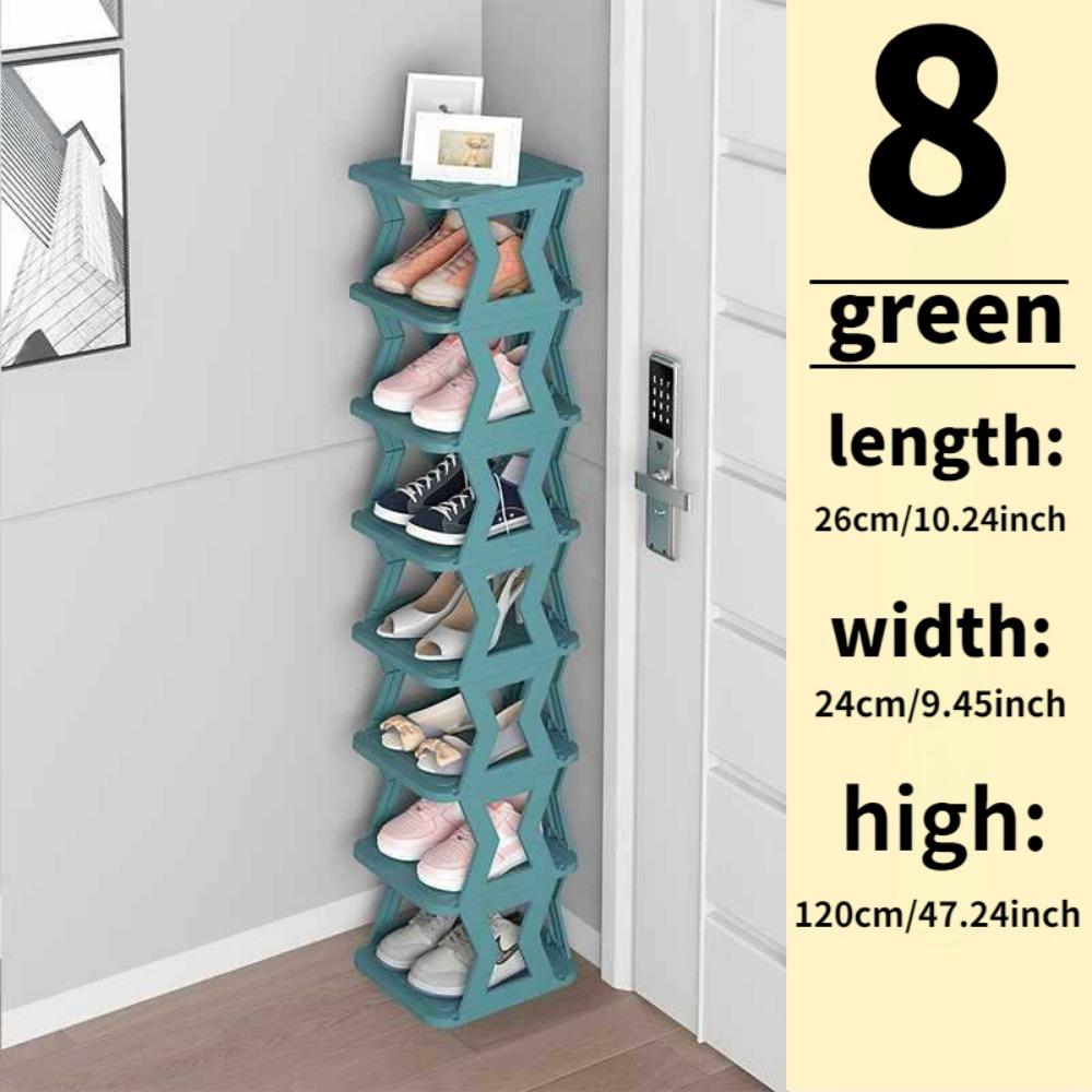 

8-слойная штабелируемая полка для обуви, многослойная складная полка для хранения обуви, экономит место в доме, легко собирается, органайзер для обуви 8 Layer зелёный