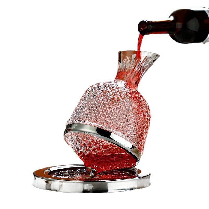 Decanter, red wine glass, crystal glass, fast gyro, rotating tumbler