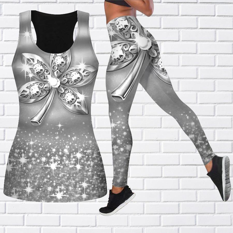 

Экипировка для йоги с принтом хрустальных листьев для женщин, модные леггинсы для тренировок, спортивные повседневные штаны для фитнеса и йоги XL серый