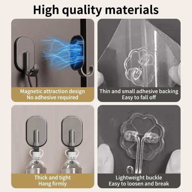 5 Stück Nicht Perforierter Kühlschrank Magnethaken Haushaltstür Rückhaken Multifunktional Verdickt Starke Saugkraft Wiederverwendbare Saugkraft