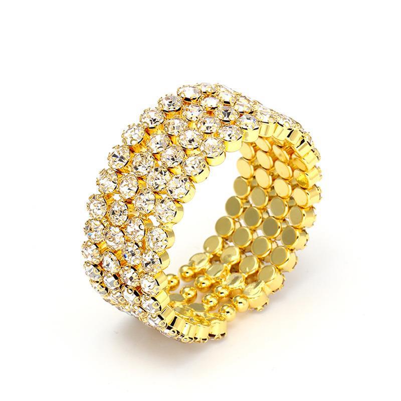 Koreanischer Stil Funkelndes Strass Brautarmreif: Vierreihiges elastisches Kristallarmband