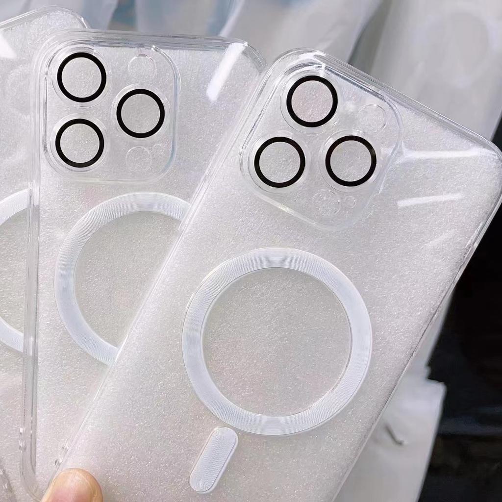 Para iPhone 15 14 Pro Max Luxury Magsafe Marco de revestimiento magnético Funda de teléfono transparente para iPhone X XS 11 12 13 14 Plus Cubierta protectora