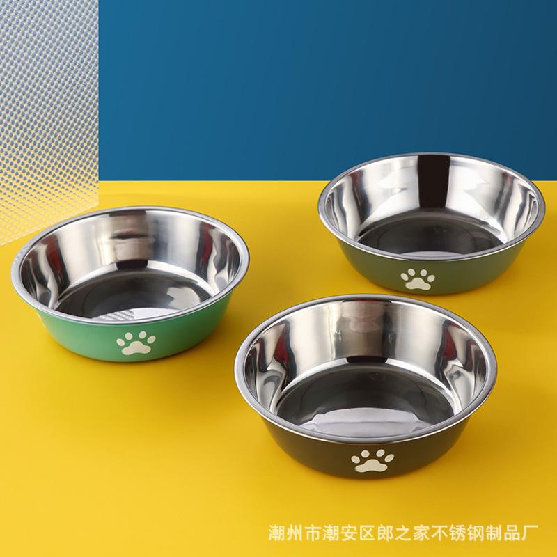 Pet dog food basin Rice basin Stainless steel dog basin Dog bowl Drinking bowl Anti-overturning large dog cat basin Cat bowl Water basin