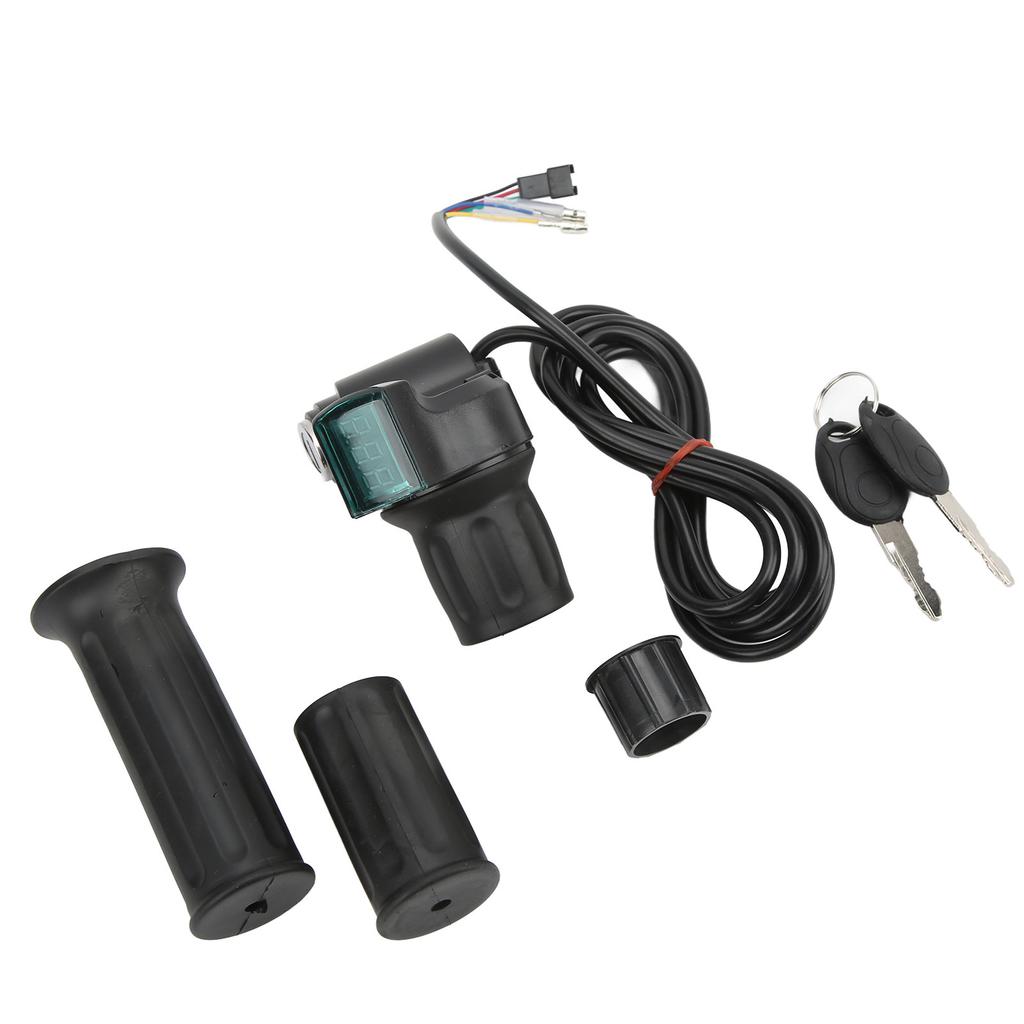 Juego de Puños Acelerador de Puño Giratorio para Bicicleta Eléctrica Universal Limitador de Velocidad con Pantalla Puño Derecho para