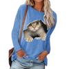 GMXIA Women's Fashion Casual Spring Autumn Kitten print Long Sleeve O-Neck Blouses & Shirts