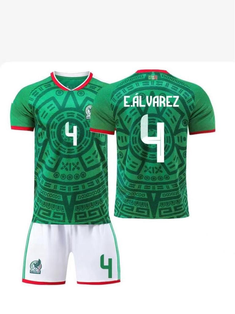 Kids' Mexico Football Jersey Set: Home No. 14 Hernandez & No. 22 Lozano.