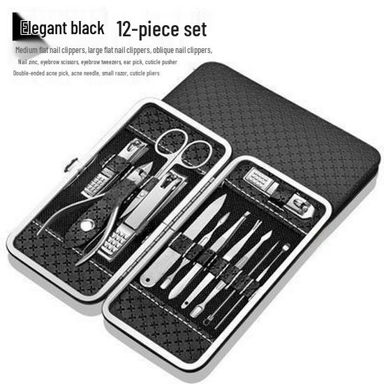 19-Piece Nail Care Set: Cuticle Nippers, Nail Clippers, Art Tools