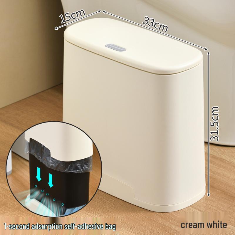 High-Capacity Press-Type Sanitary Trash Can with Pop-Up Lid for Gap and Toilet Cleaning
