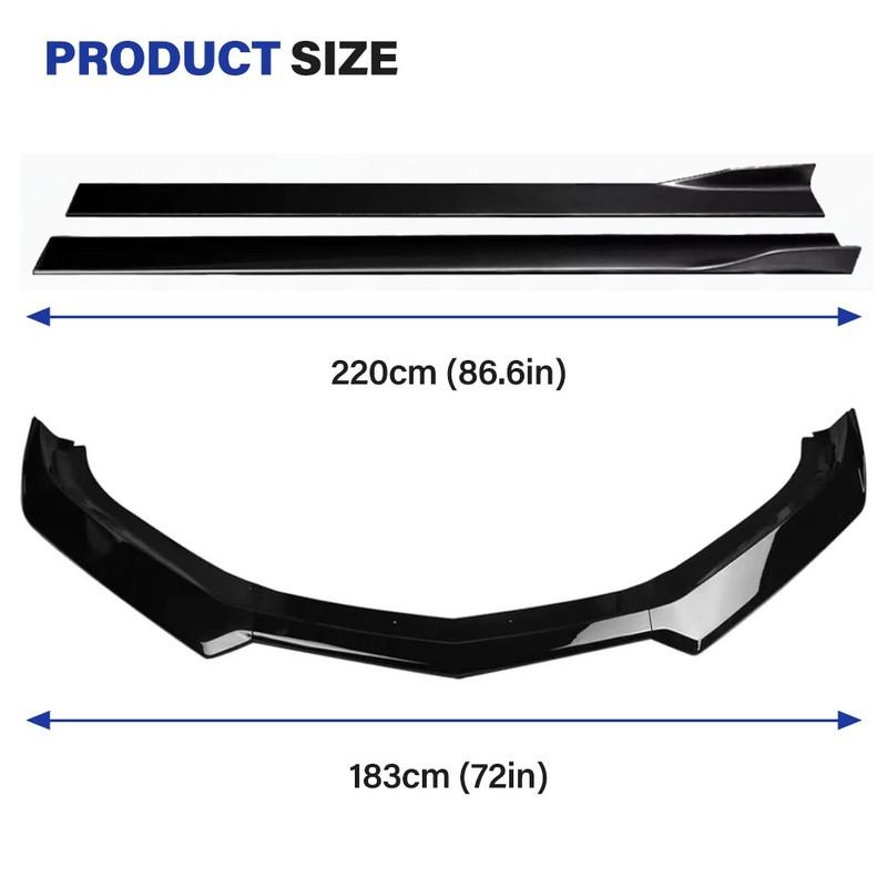 Black For 2016-2024 Chevy Camaro 1LE Style Front Bumper Lip Splitter +Side Skirt