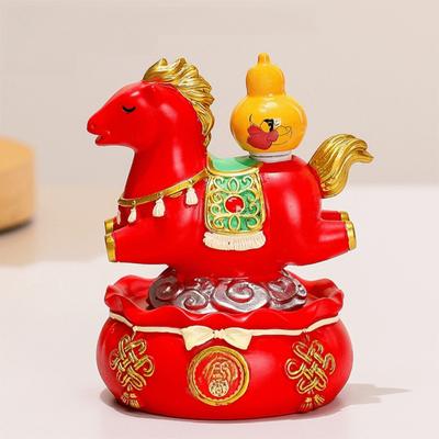 Vivid Resin Horse Figurine Chinese Style Desktop Ornament New Year Mascot Miniature Good Luck Red Zodiac Ornaments Car Decoratio