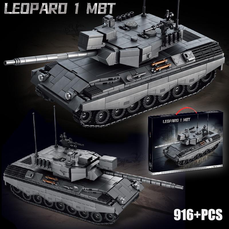 Militärisches 916-teiliges Leopard 1 Kampfpanzer Modellbausteine Steine Set Montage MOC Leopard I Panzer Spielzeug Geschenke für Erwachsene