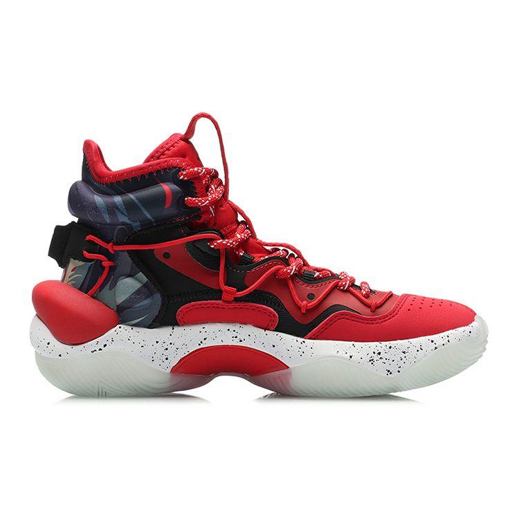 Li Ning Kids Air Raid 6 Comfortable Versatile High Top Basketball Shoes Kids Basketball Shoes Red Black YKBR002-9