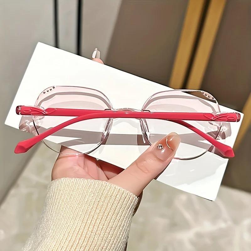 Luxury Rimless Reading Glasses for Women - Diamond Cutting Style, Presbyopic Lens, Square Frame, Lightweight & Stylish Design