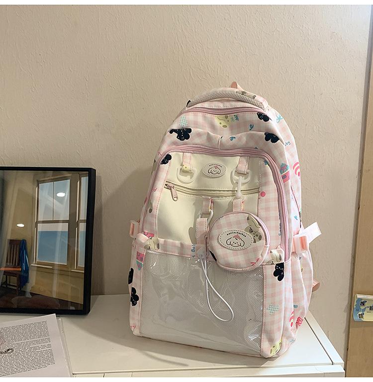 Schoolbag Japanese cute girl milk whirring mini backpack female Korean version dopamine plaid cartoon small bar pain bag