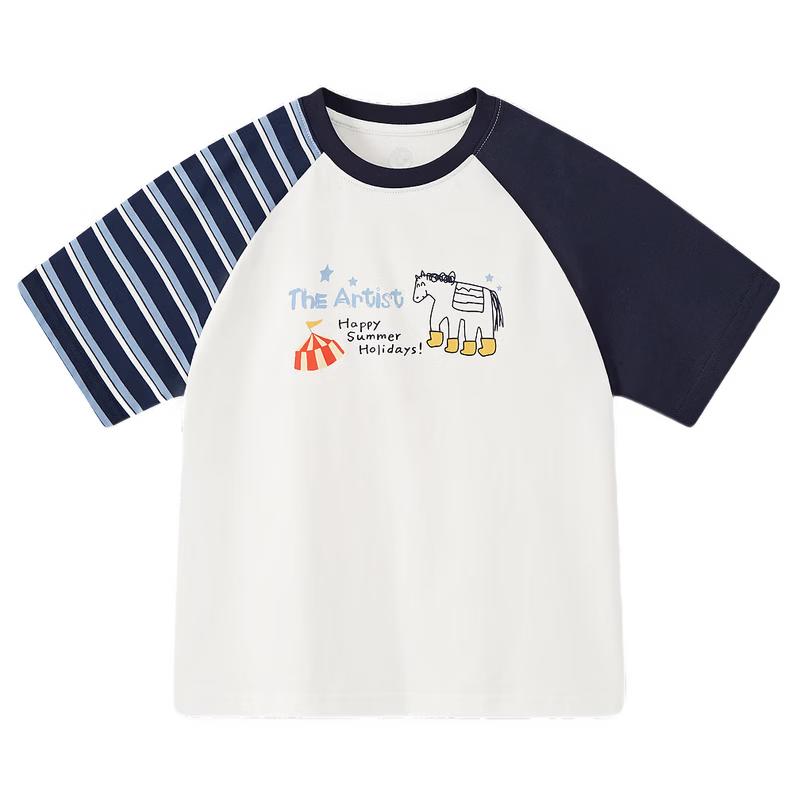 MQD Boys' Asymmetric Raglan Color-block Breathable Short Sleeve T-shirt