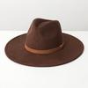 Popular new European and American style unisex fedora with flat brim, velvet ribbon accessory, suede jazz hat