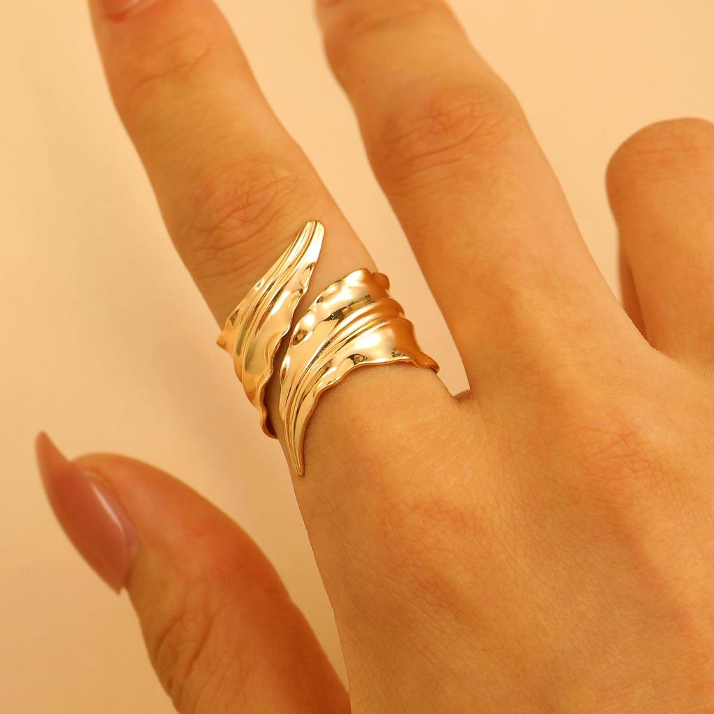 Bold Leopard Print Geometric Bangle & Ring Set - Adjustable Hand Jewelry for Women
