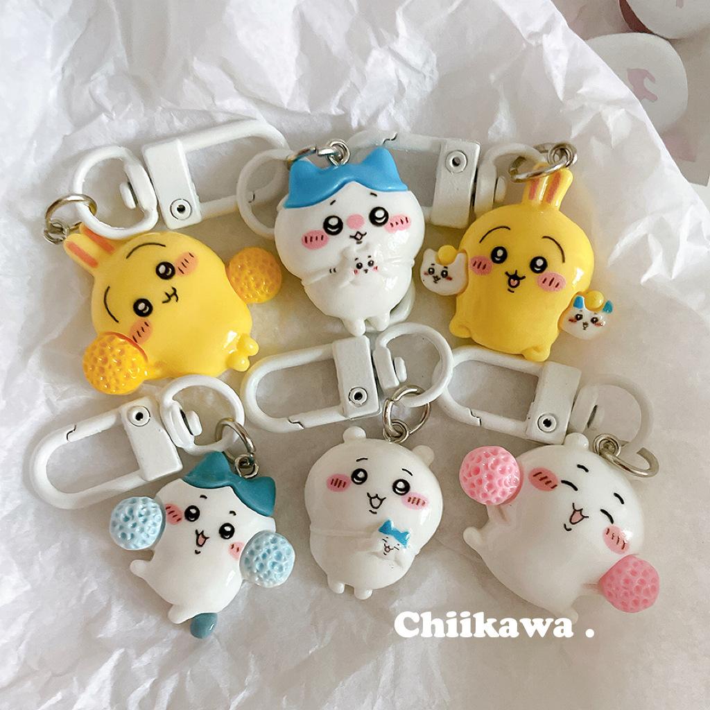 6Pcs Sanrio Chiikawa Keychain Kawaii Anime Hachiware Usagi Cute Anime Series Backpack Bag Pendant  Key Accessories Birthday Gift