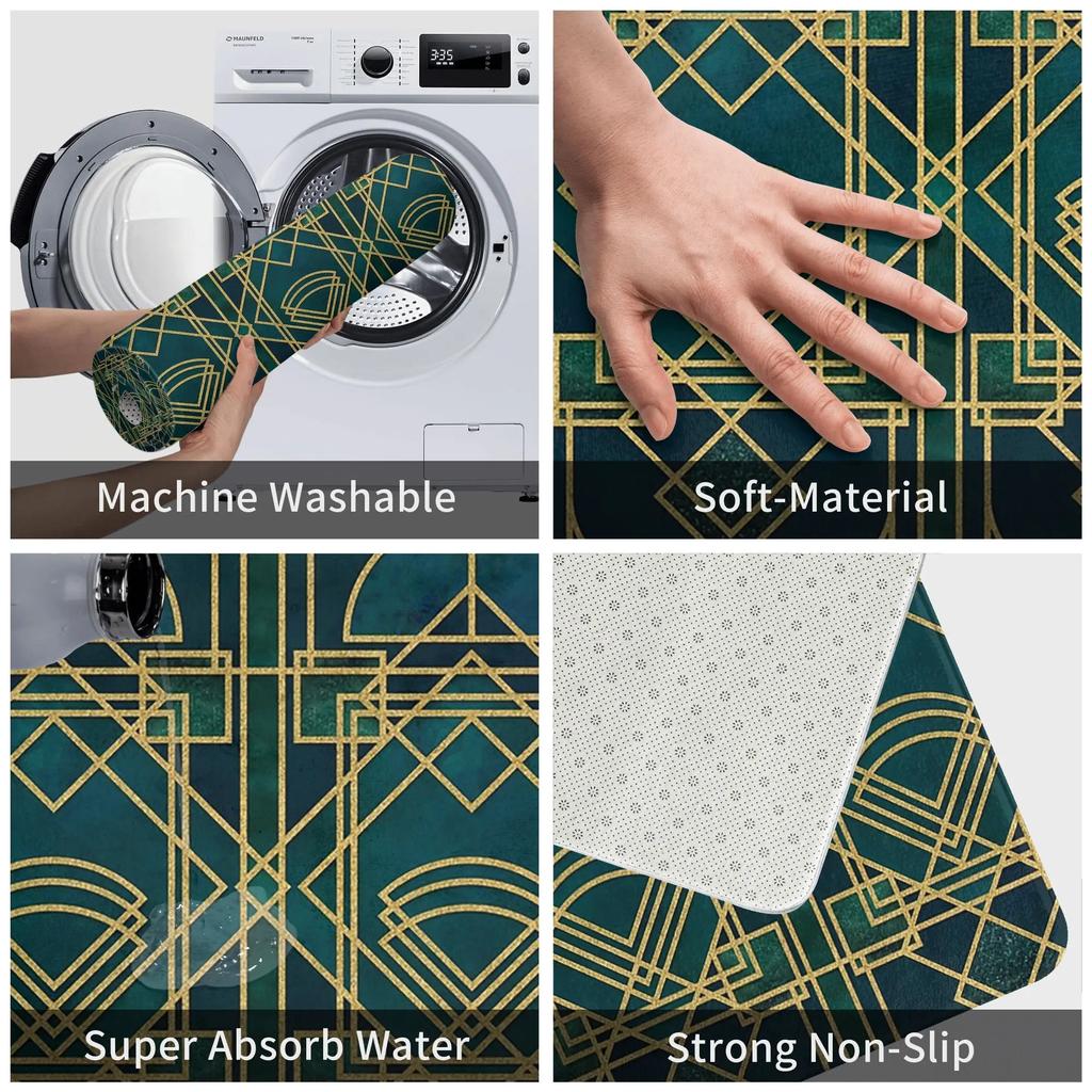 Art Deco Elegant Gatsby Stil Rutschfeste Fußmatte Bodenmatte Abriebfester Teppich für Küche Eingang Haus Wohnzimmer Fußmatte Matten