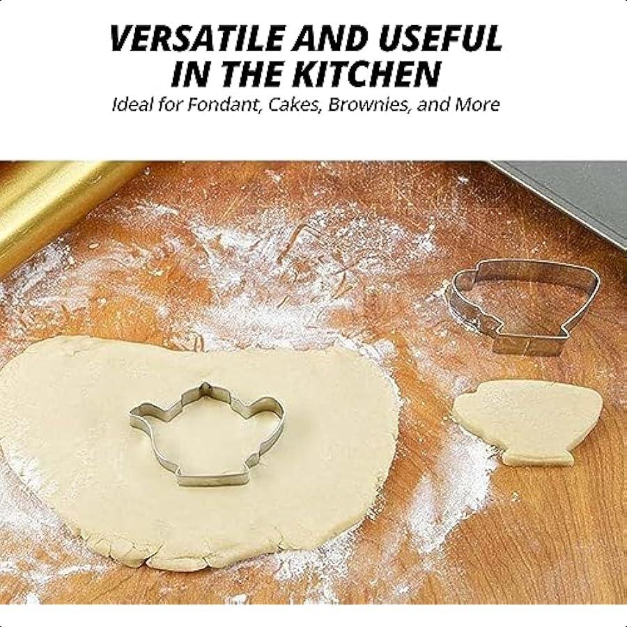 2Pack Tea Cup Cookie Cutter Stainless Steel Tea Pot And Tea Cup Biscuit Cookie Cutter Ideal for Tea Parties Weddings and Sandwi