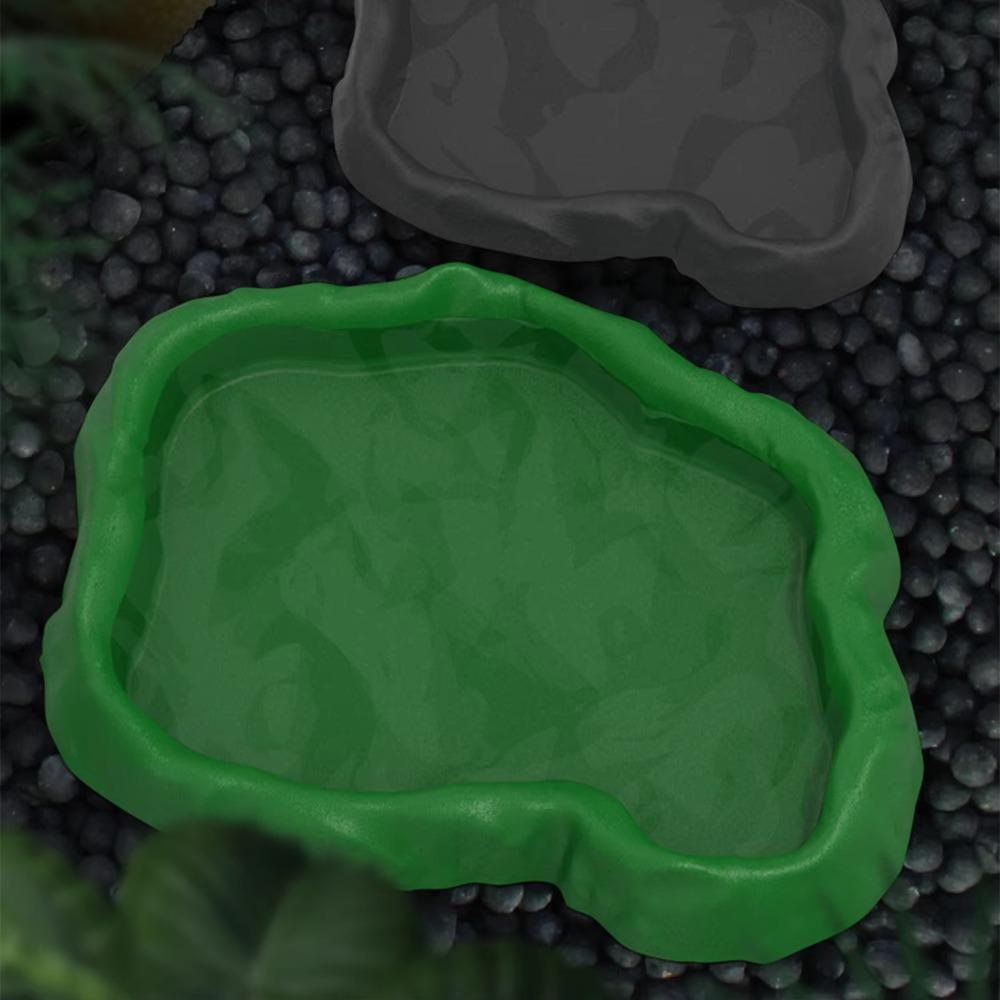 Imitation Rock Design Reptile Feeder Bowl ABS Resin Feeding Bowl Dish Tortoise Lizard