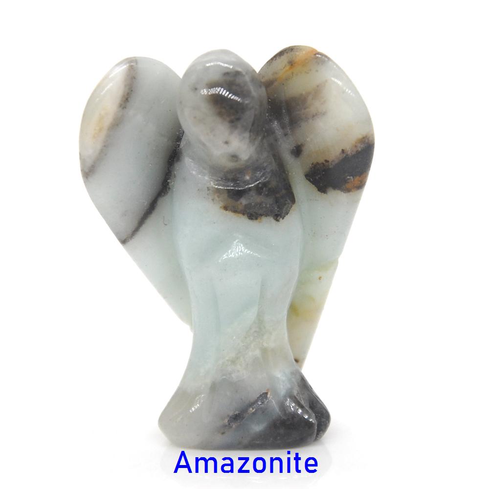 1.5" Guardian Angel Figurine Natural Healing Crystal Statue Home Stone Decor Study Craft Gift Trinket Room Ornament