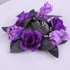 Purple Artificial Rose Flowers Spooky Table Candle Holders  Table Arrangement