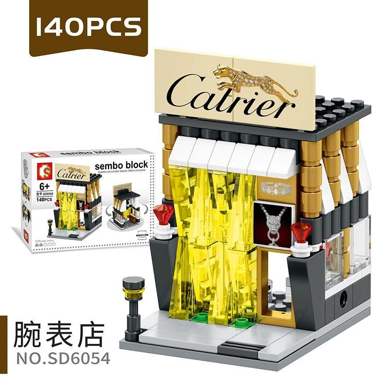 European City Series Street View European Architecture Shop Shopping Scene Puzzle Assembled Building Block Toys  Playsets Children's Gift Presents