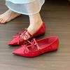 Pointed Sweet Princess Bow Shallow Mouth Inner Height Increase Red Mary Jane Shoes Celebrity Temperament Banquet Women's Shoes
