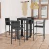 VidaXL 5-Piece Garden Bar Set with Armrests Garden Furniture Table and Bistro Stools Patio Terrace Outdoor 3064809