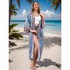 Women's Viscose Printed Kimono Cardigan Loose Long Beach Cover Up Robe, Flowy Open Front Shirt for Vacation 0981