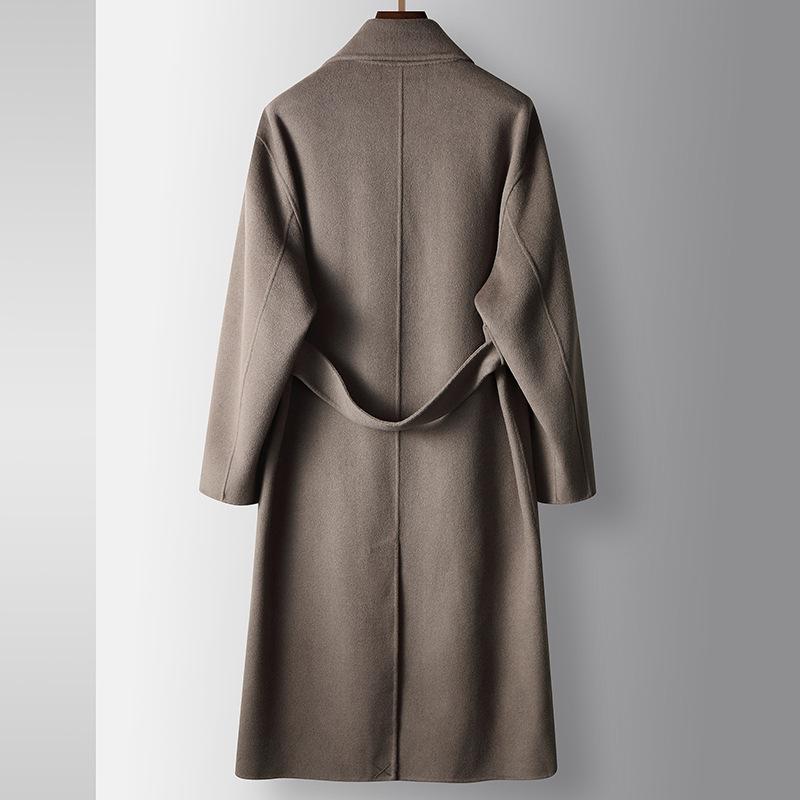 Herbst und Winter Knie Zweireihiger Woll-Trenchcoat Jugendlich Lässig Lang Beidseitig Warme Jacke